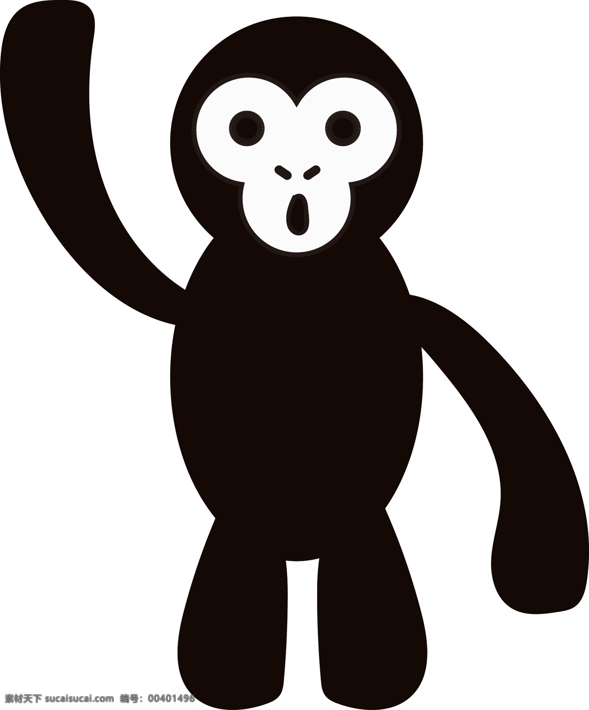 卡通 手绘 动物 黑白 猩猩 动物形态 时尚卡通动物 黑白猩猩 平面手绘 色彩丰富 可爱 动态惊讶表情
