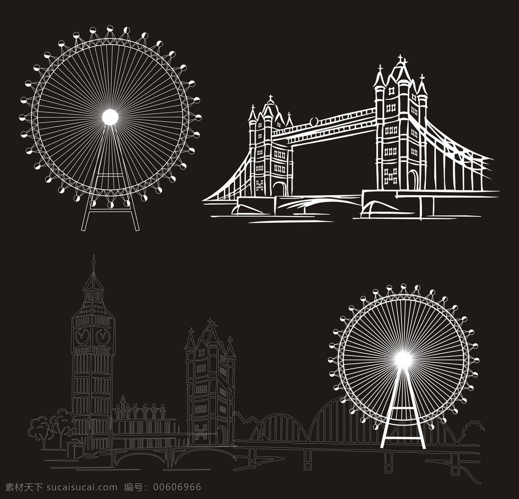 伦敦建筑 摩天轮 大桥 大本钟 伦敦 建筑 自然景观 自然风光