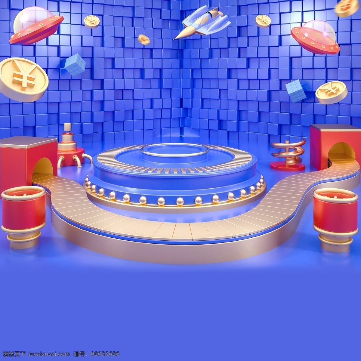 c4d 年中 大 促 电商 首页 背景 通用背景 年中大促 广告背景 背景素材 背景展板 蓝色背景