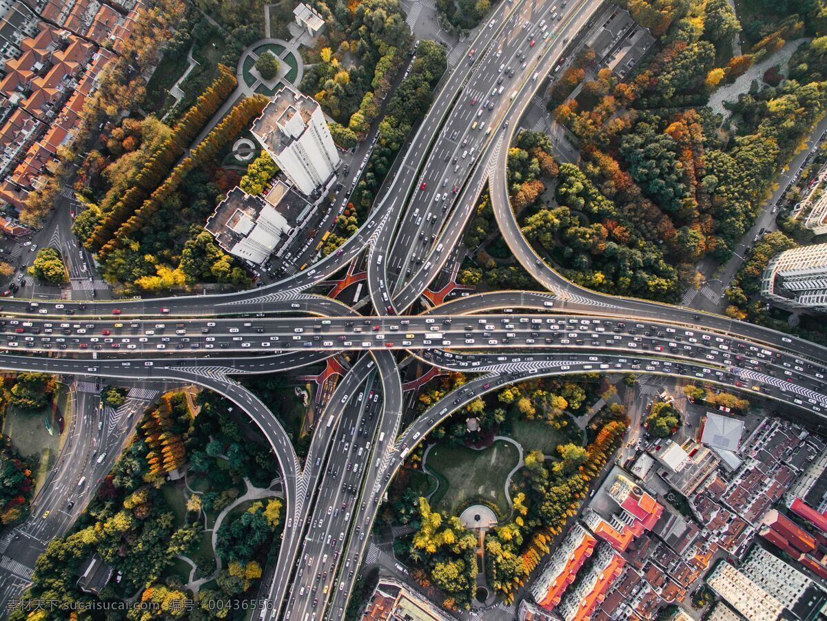 公路 俯視圖片 俯視 交通 地產(chǎn) 十字路口 現(xiàn)代科技 交通工具