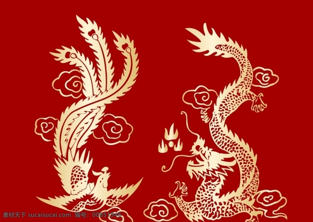 龍鳳 矢量圖 龍鳳圖案 古典圖案 花紋 花邊 龍鳳呈祥 龍鳳矢量圖 祥云 免摳龍鳳 龍 鳳 龍飛鳳舞 團(tuán)龍 花紋花邊