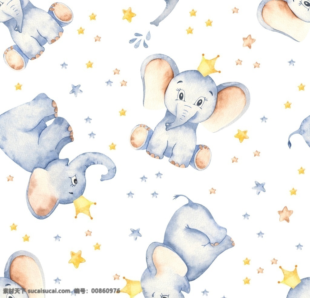 卡通 水彩 动物 小象 儿童插画 水彩动物 卡通小动物 动物绘画 水彩大象 大象插画 装饰图案 水彩小象