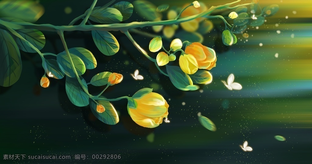 郁金香 花朵 植物 插畫 卡通 背景 素材圖片 清新 類
