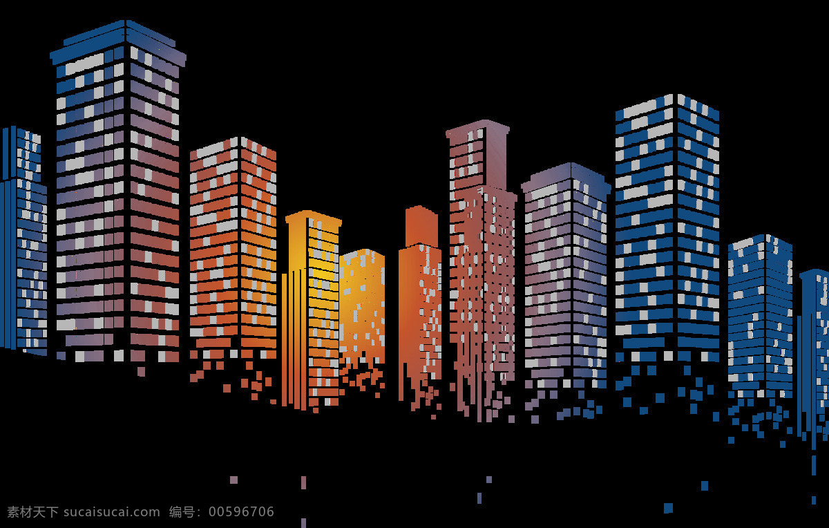 城市像素图 城市 建筑 像素 方块 png图 地产 房产 几何 底纹边框 背景底纹
