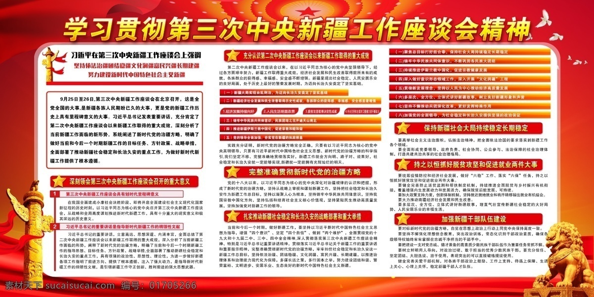 三 次 新疆 座談會(huì) 新疆座談會(huì) 第三次座談會(huì) 重要思想 治疆方針 加強(qiáng)干部建設(shè) 展板模板
