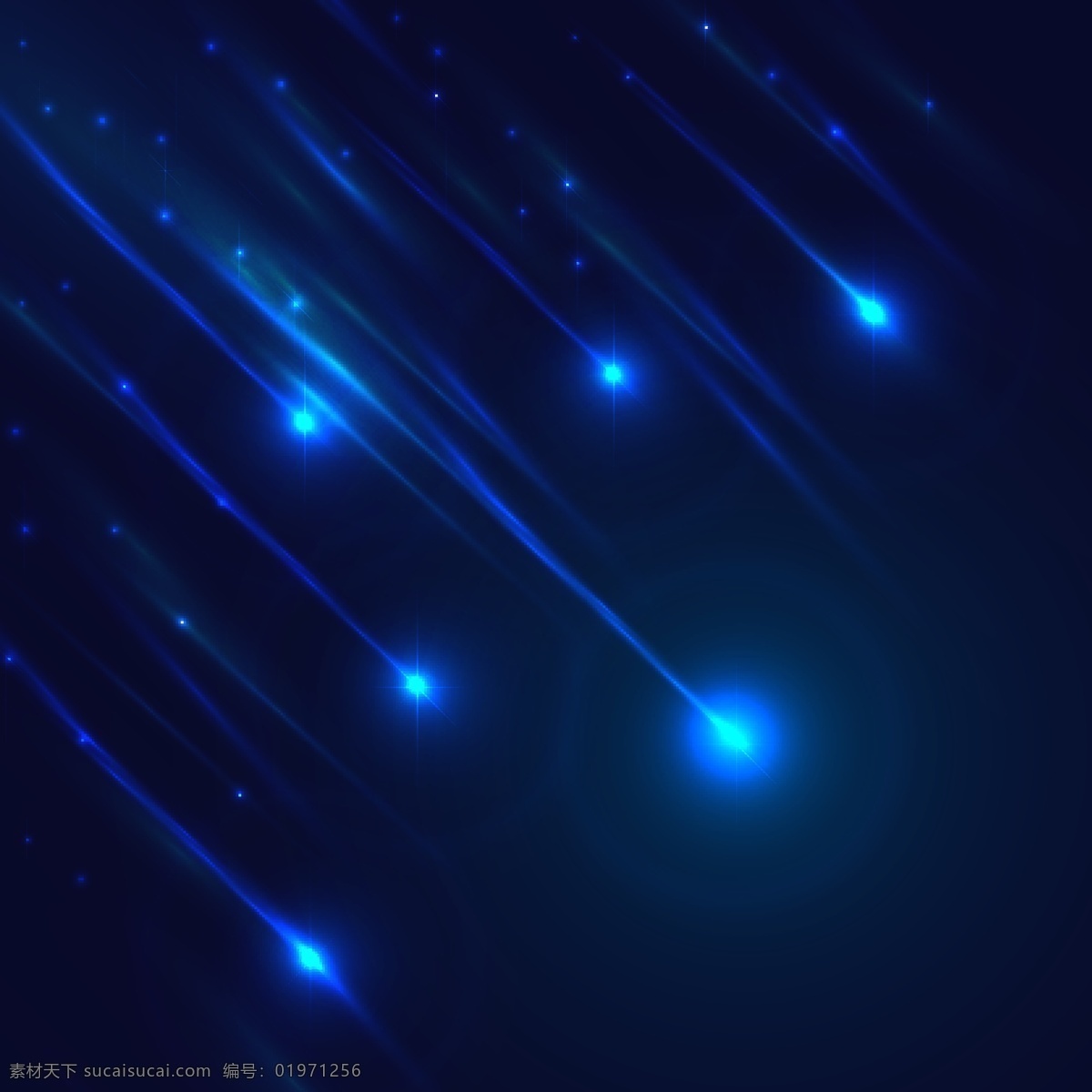 一群 流星 劃過(guò) 夜空 矢量 背景 藍(lán)色 星光 星河