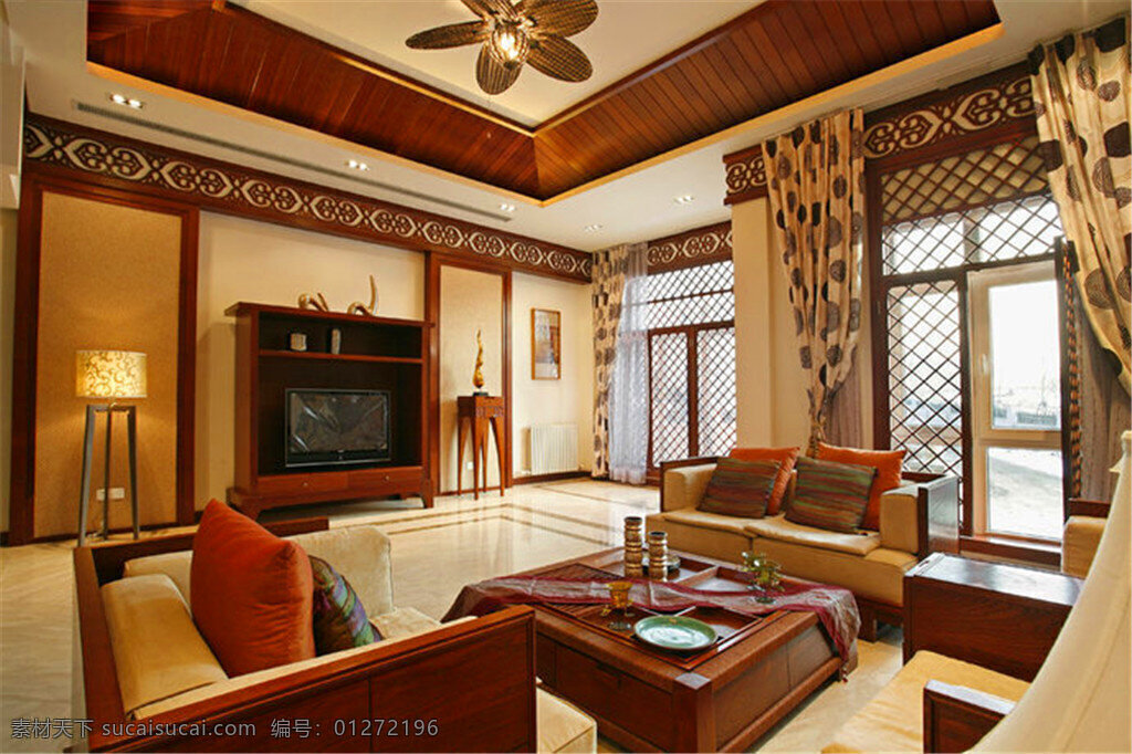 东南亚 风情 复式 别墅 客厅 装修 效果图 家装效果图 欧式 沙发 奢华 设计素材 时尚 室内设计 室内装修