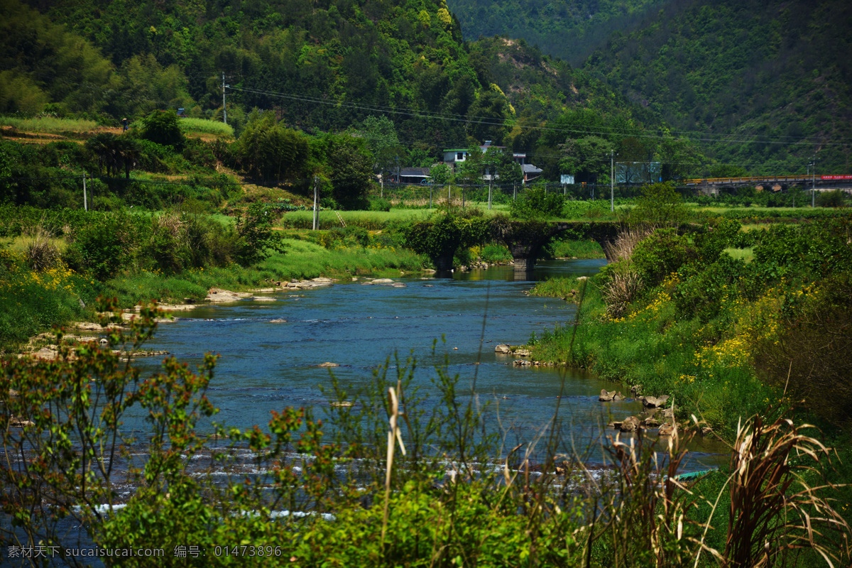 田園風(fēng) 田園 小橋 春 綠色 自然景觀 山水風(fēng)景