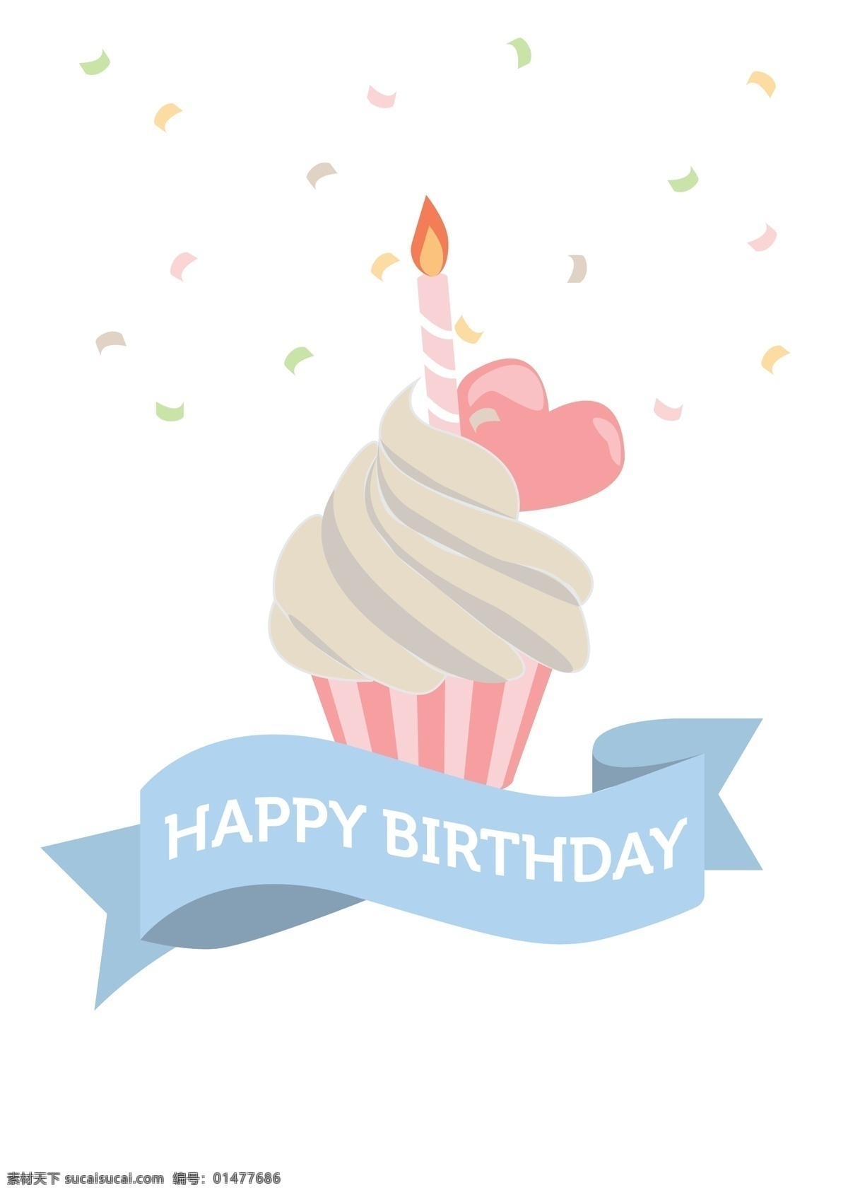 生日 冰淇淋 元素 生日快樂(lè) 飄帶 巧克力 蠟燭