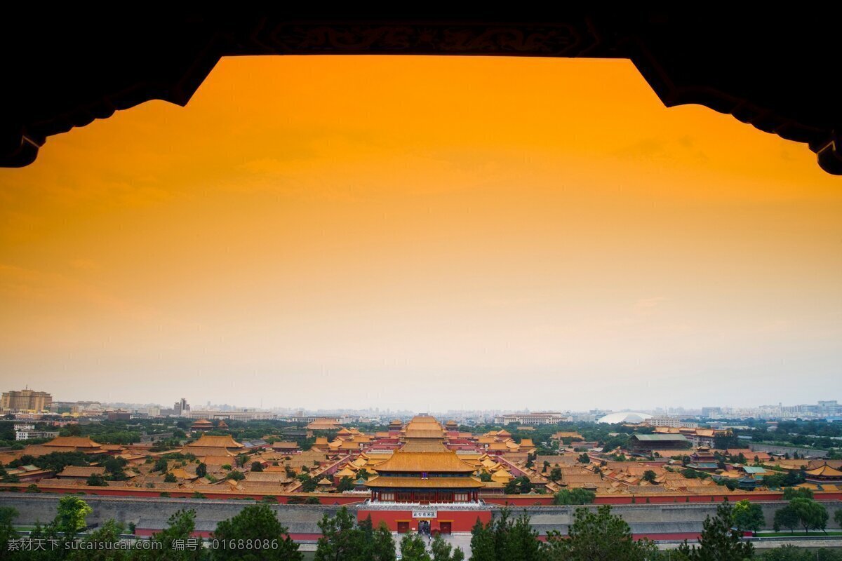 夕陽(yáng) 下 紫禁城 天空 故宮 宮殿 建筑景觀 自然景觀