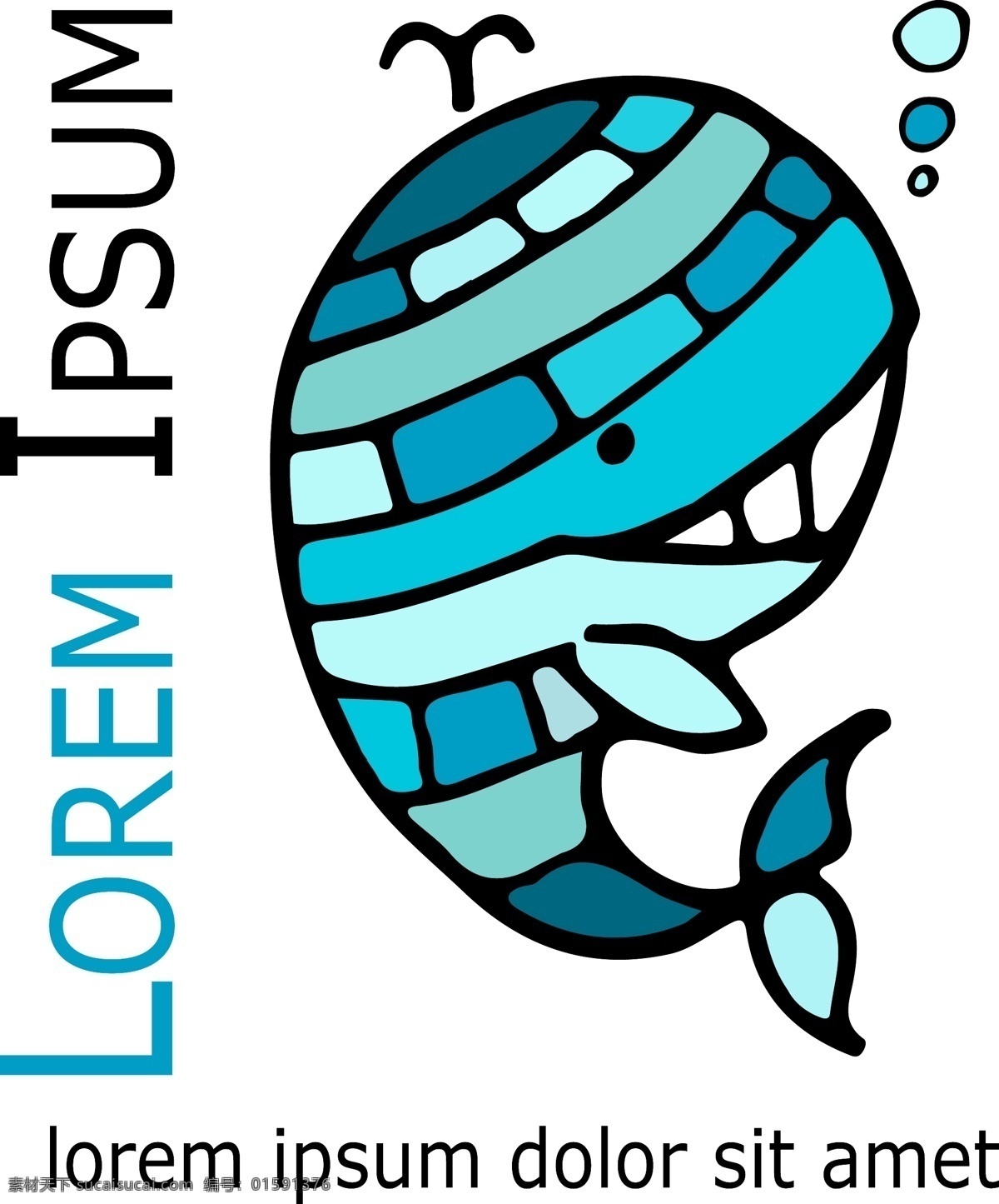 蓝色 手绘 海豚 商标 卡通 可爱 海洋 动物 logo