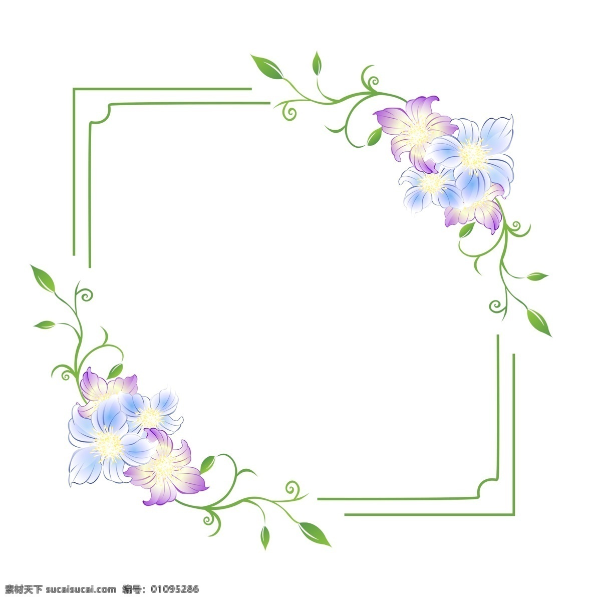 蓝色 婚礼鲜花 边框 蓝色的边框 鲜花边框 立体边框 边框装饰 绿色的边框 边框插画