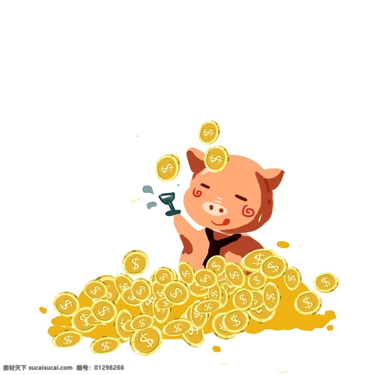 豬 臥 金幣 堆 裝飾 卡通 美元 發(fā)財(cái) 財(cái)富 賺錢 美金 金錢 金燦燦 富有 金幣裝飾 卡通金幣 錢堆 祝福