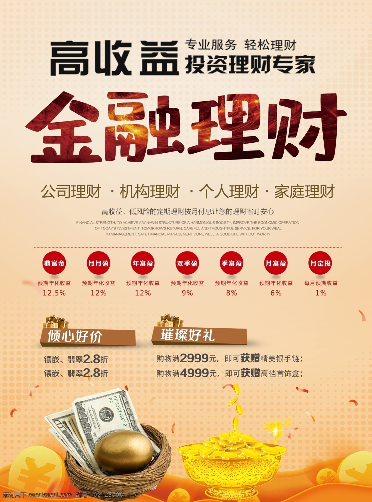金融單頁 理財(cái) 錢幣 金幣 金盆 金蛋 彩帶 飄帶 dm宣傳單