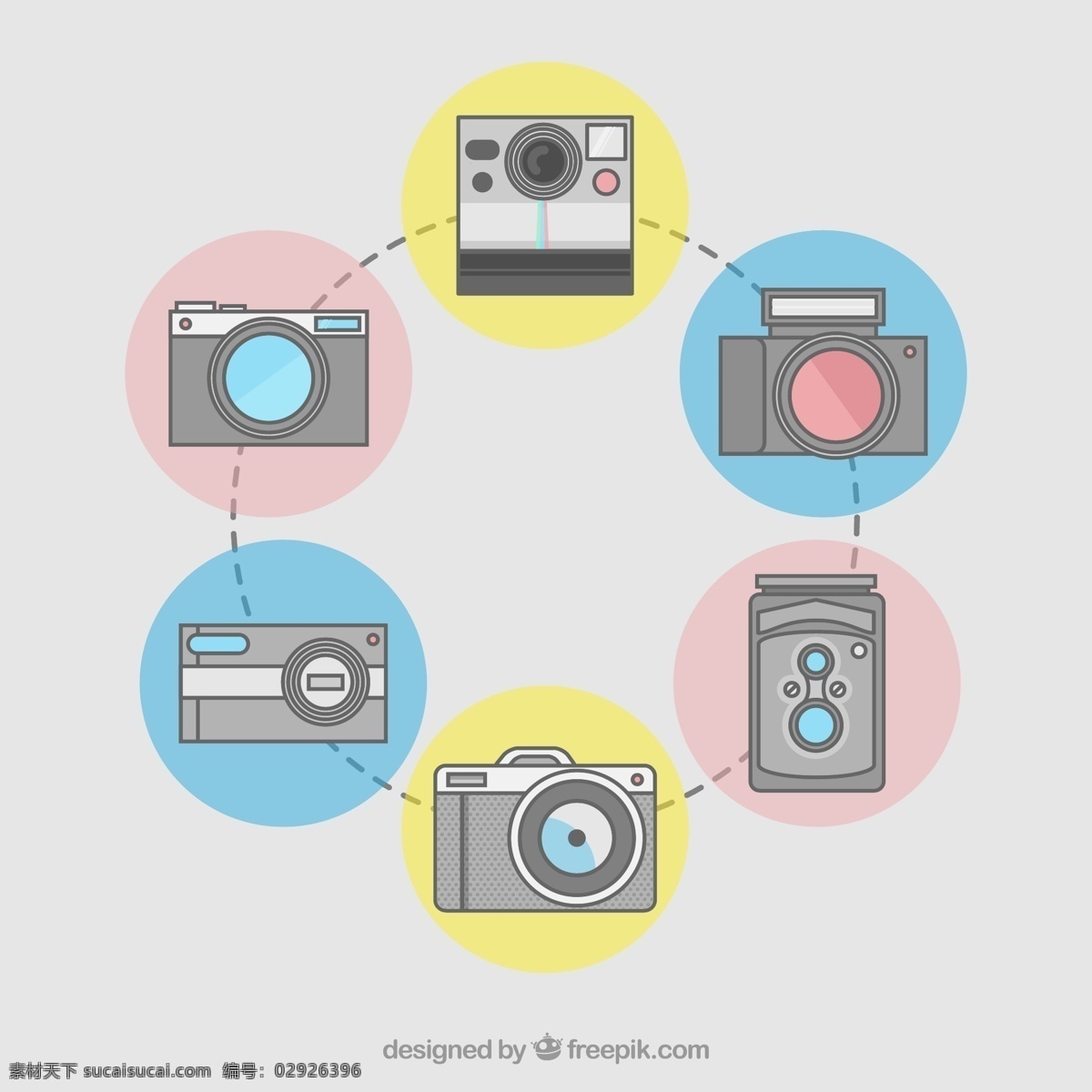 照相机 矢量 胶片机 数码相机 双反相机 单反相机 电子产品 圆形 高清图片