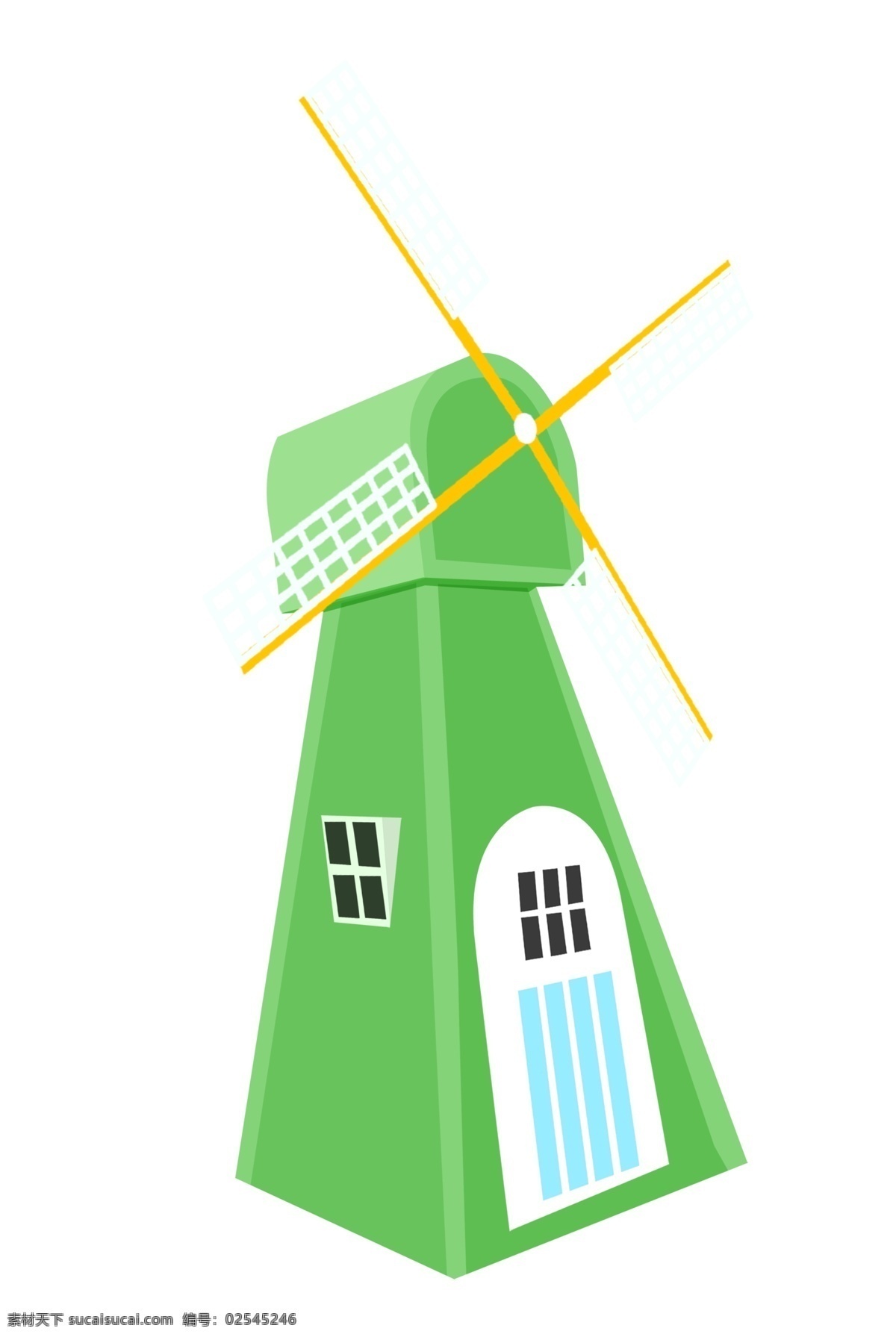 绿色 风车 卡通 插画 美丽的风车 卡通插画 风车插画 玩具插画 风车玩具 风车模型 绿色的风车