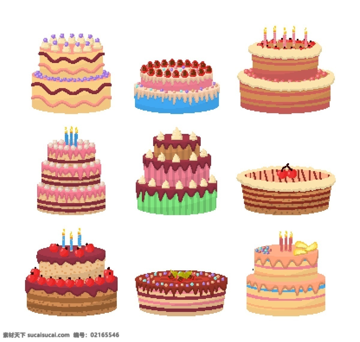 生日蛋糕 元素 卡通生日蛋糕 手绘生日蛋糕 蛋糕 蛋糕图片 生日 矢量集