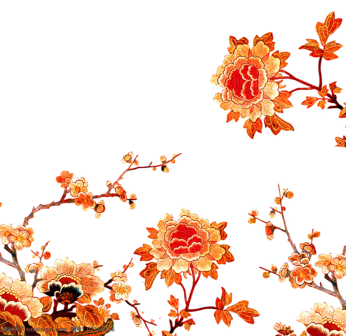 刺绣花 牡丹花 牡丹 花卉 花朵 中国传统花纹 花纹 传统花纹 刺绣 刺绣花纹 花 文化艺术 传统文化