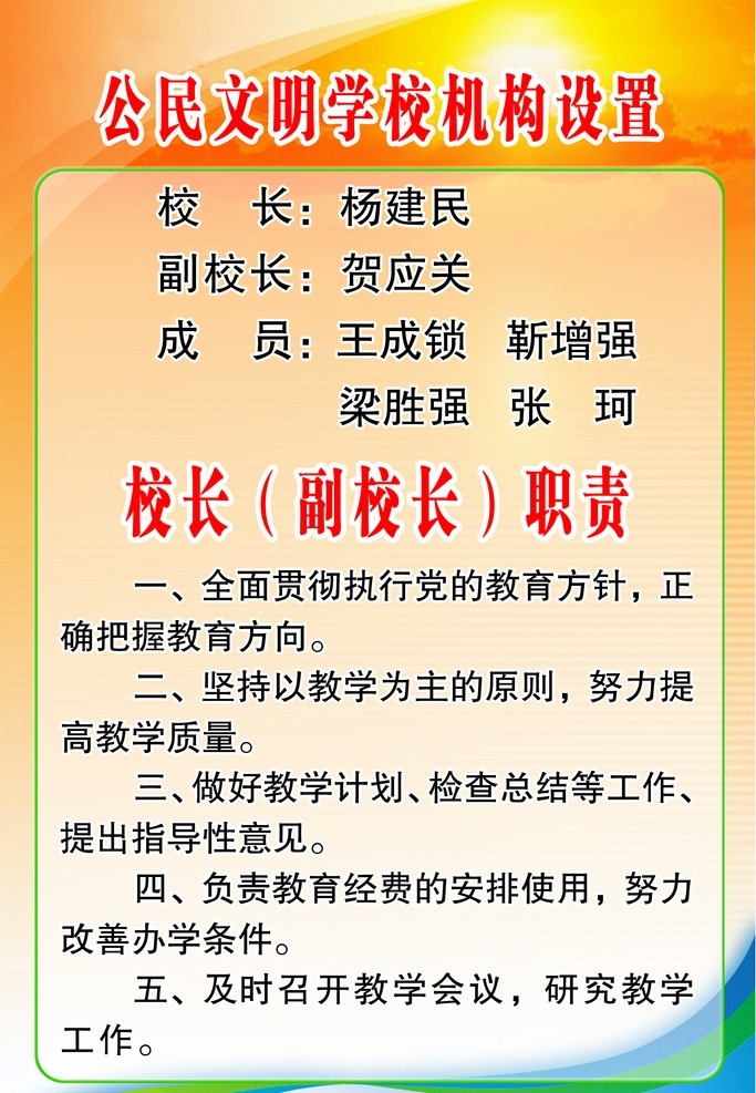 公民 文明 学校 机构设置 校长 副 职责 制度 分层 源文件