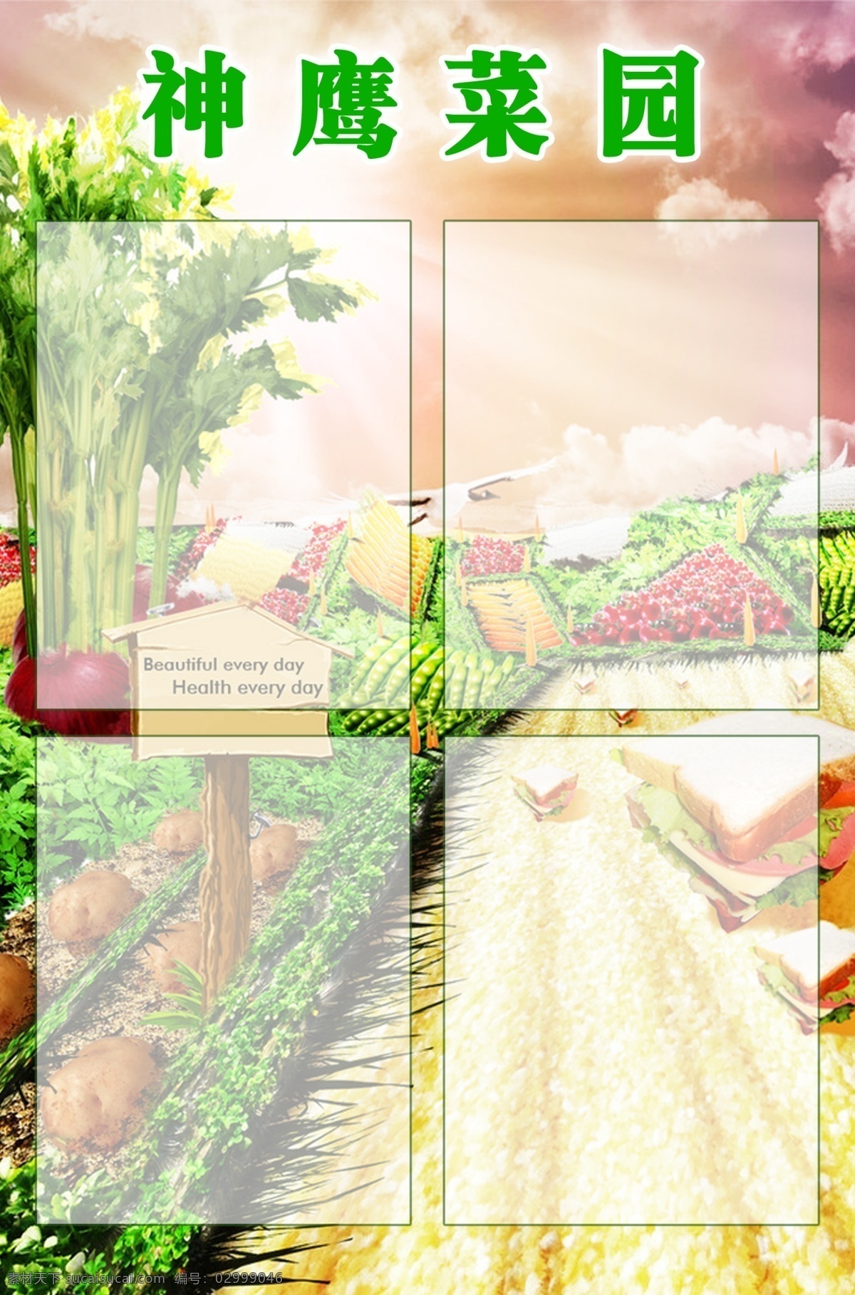 神鹰菜园 字 菜园 天空 蔬菜 广告设计模板 源文件