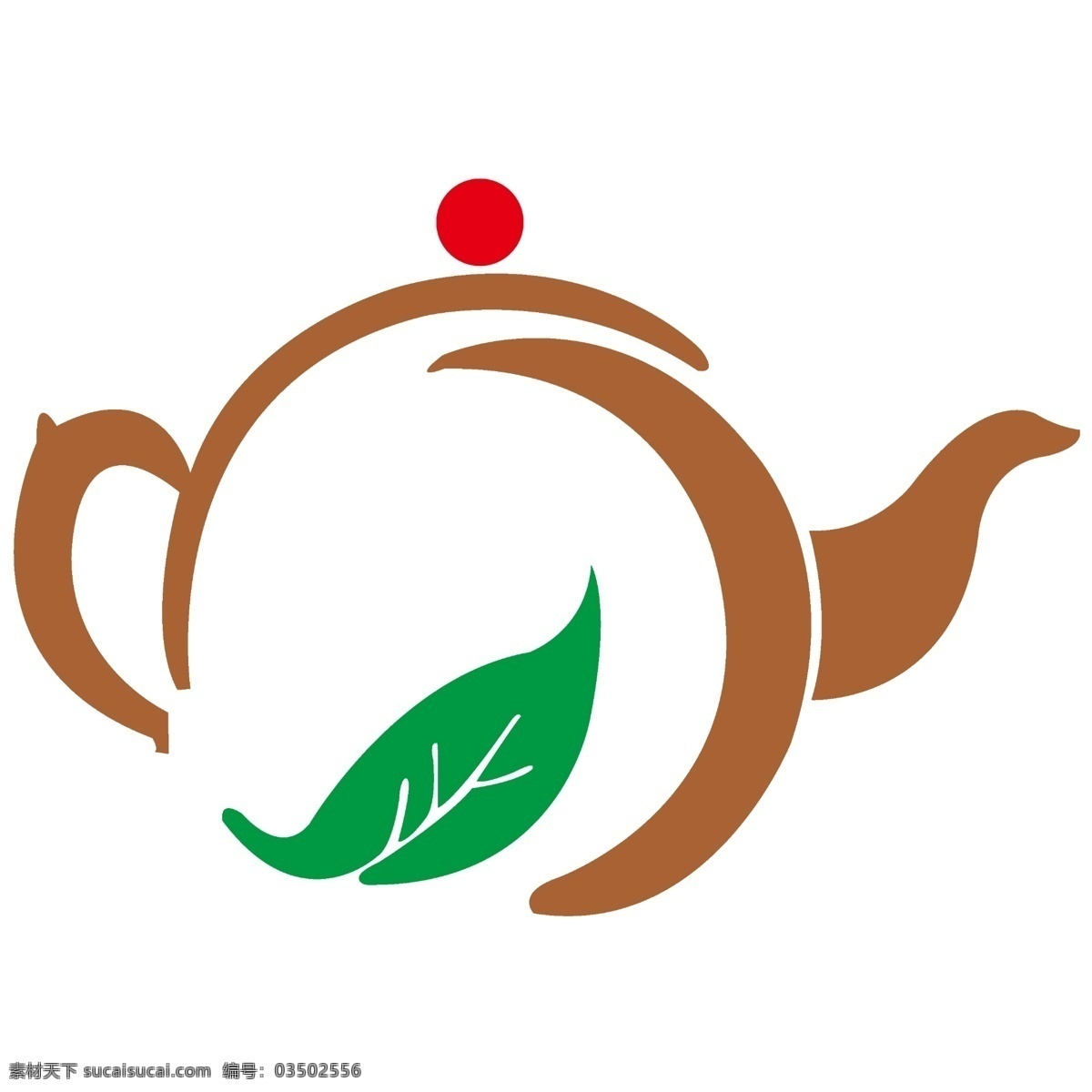 创意标志 茶壶 智能图像 logo 红色 绿色 咖啡色