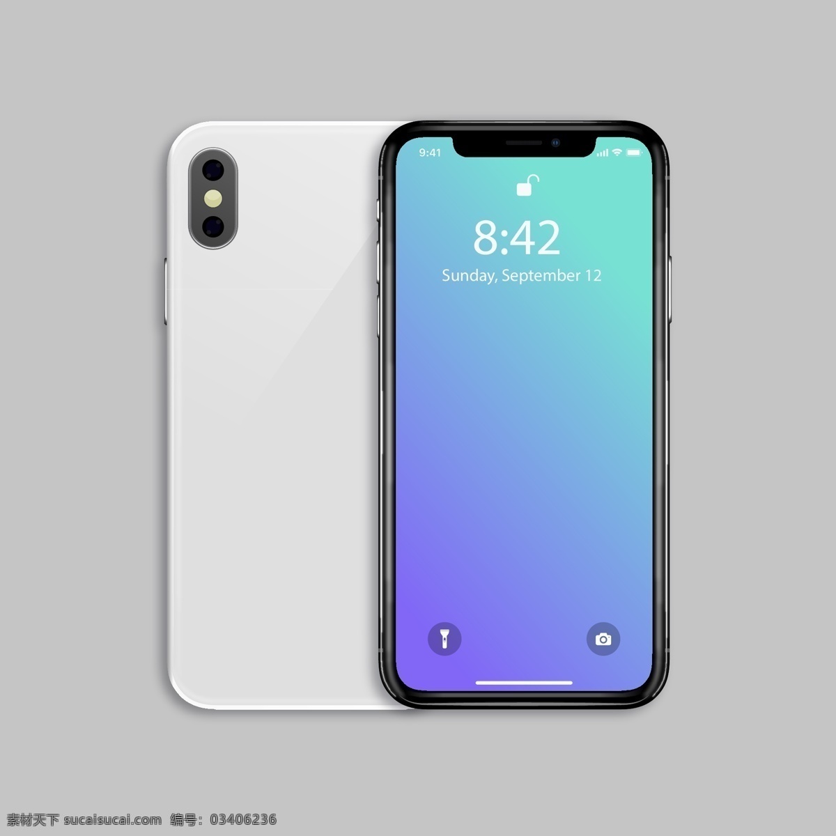 創(chuàng)意 iphone 手機 正反面 矢量圖 漸變 銀灰色