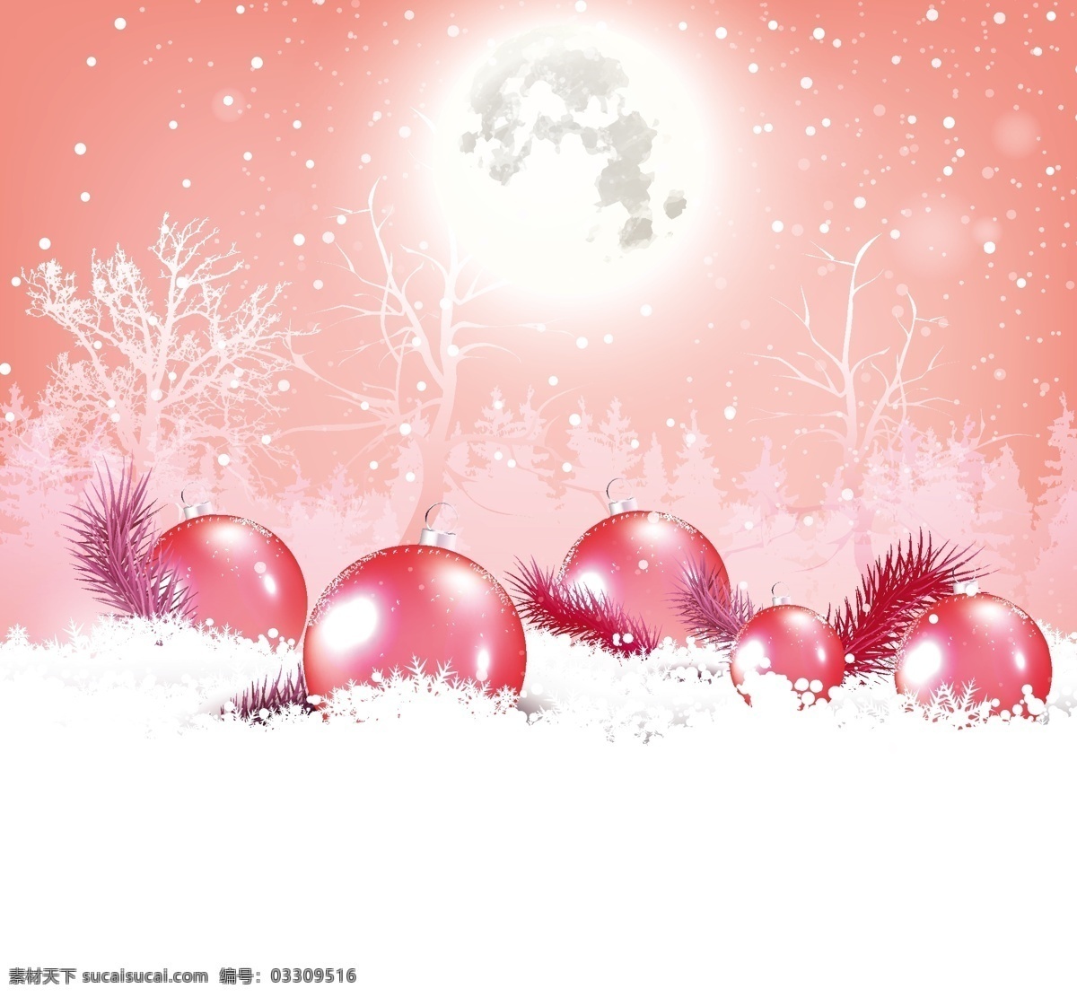 圣诞背景 闪亮 月亮 装饰物 自由 向量 红色背景
