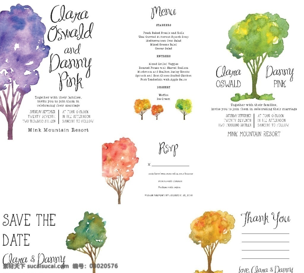 水彩 树 抽象 素材图片 树木 绿色 环保 菜单 装饰 明信片 卡片 名片 名片卡片