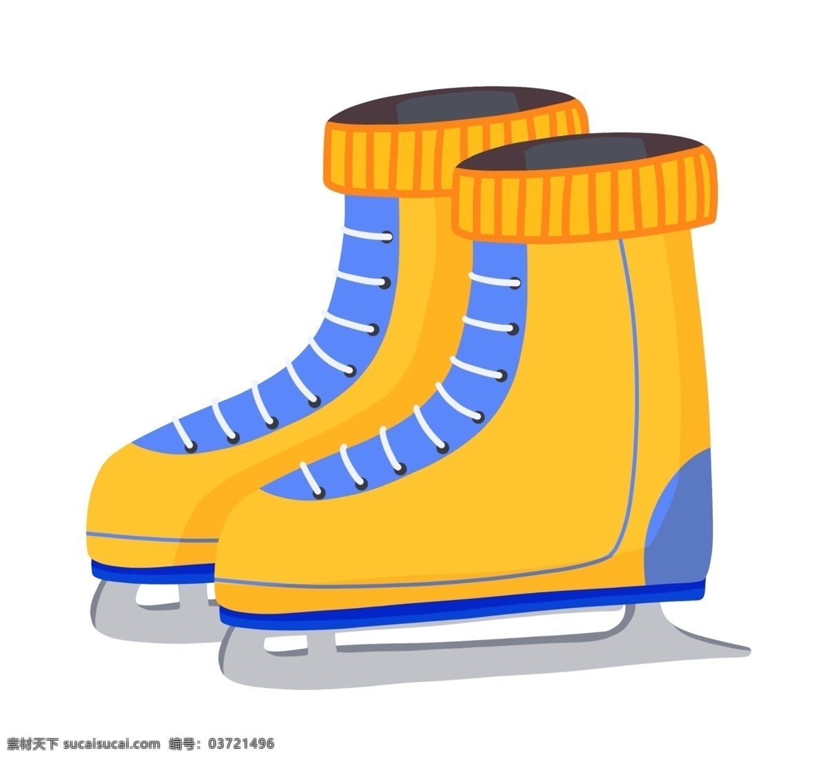 手绘 黄色 溜冰鞋 插画 黄色溜冰鞋 运动 工具 冬季溜冰鞋 户外溜冰鞋 溜冰鞋插画 卡通溜冰鞋