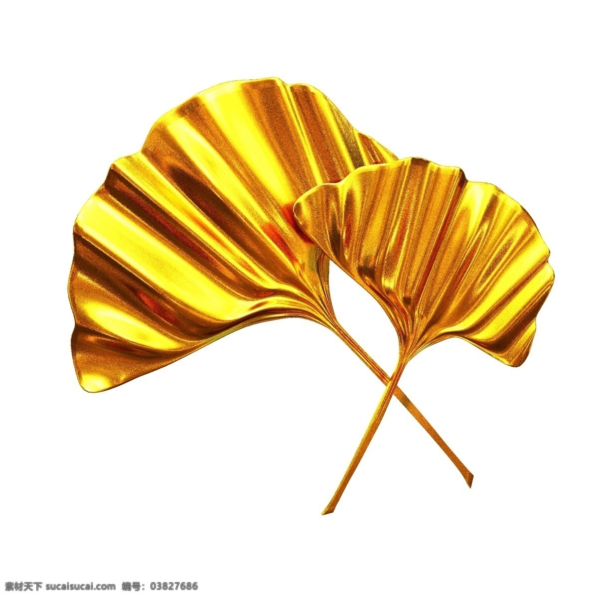 金色 立体 奢华 金属 锡箔 纸 通用 装饰 元素 银杏叶 叶子 锡箔纸 装饰元 素