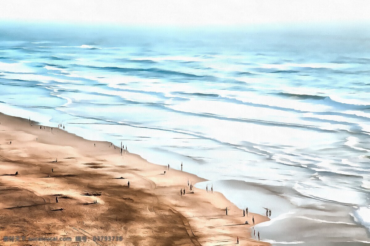 大 海边 印象派 油画 装饰画 抽象画 大海 沙滩 抽象 文化艺术 绘画书法
