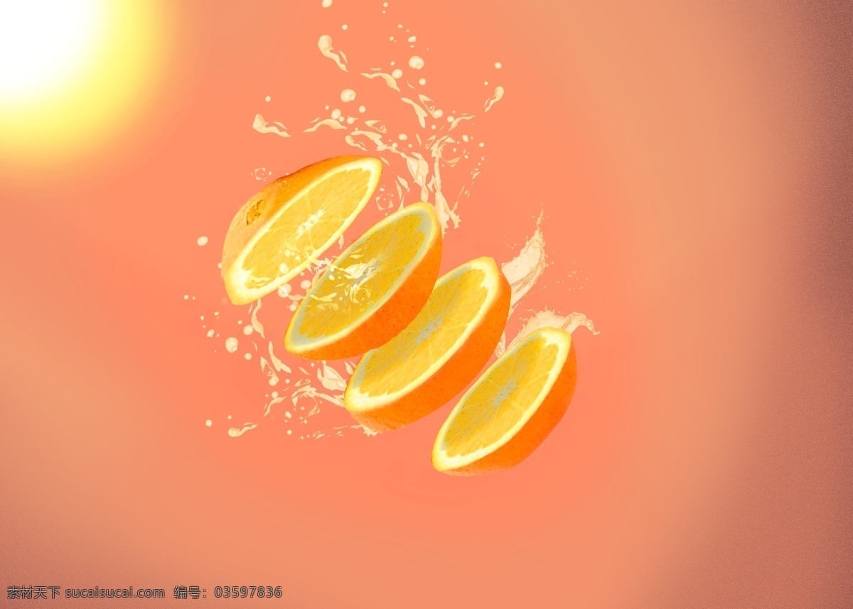 创意 水果 切片 橙子 暖色