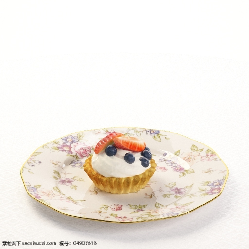 草莓 蓝莓 水果 挞 食物 食品 饮食 餐具 甜品 模型 3d模型 家装模型 3d渲染 高端模型 点心 甜点