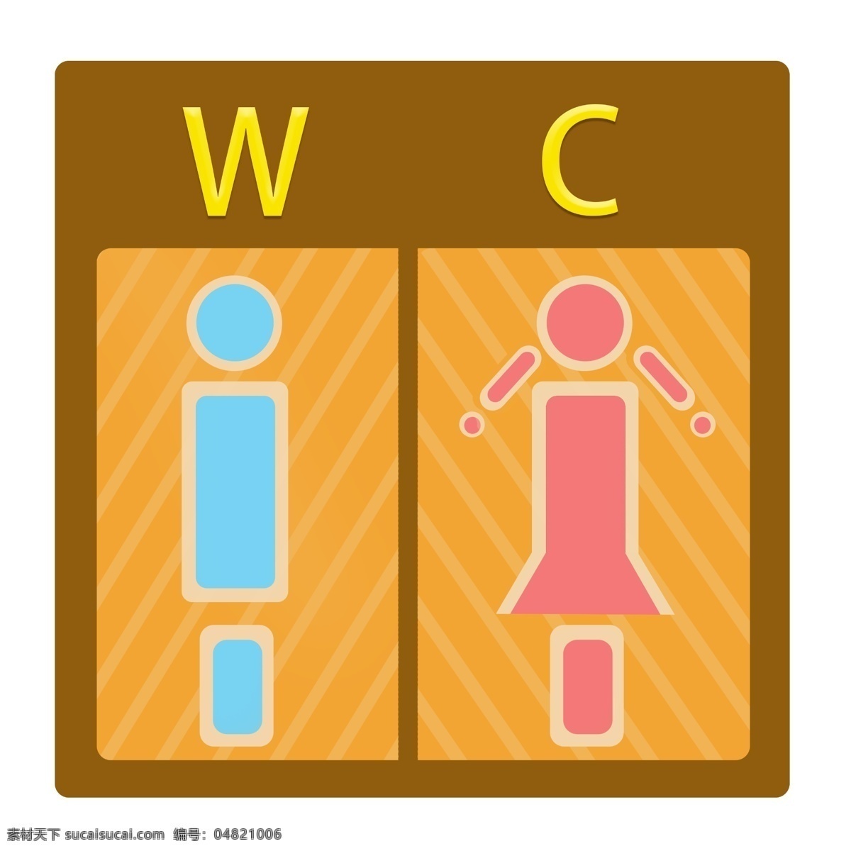 卡通 男女 衛(wèi)生間 插畫 創(chuàng)意卡通路標 街邊標識 卡通路標插畫 公共場所路標 公共設(shè)施標識 衛(wèi)生間標識