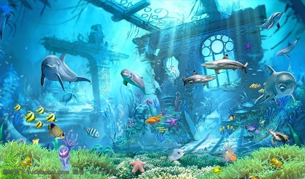 珊瑚 海洋生物 背景墻圖片 海豚 背景墻 電視背景墻 現(xiàn)代背景墻 歐式背景墻 分層