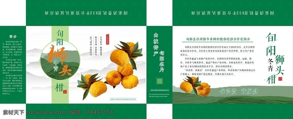 冬青 獅頭 柑 包裝盒 獅頭柑包裝盒 展開尺寸 成品 原創(chuàng) 矢量圖 可編輯 包裝設計