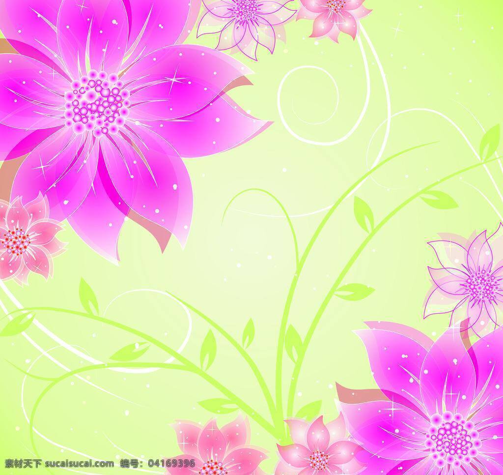 春天 花儿 朵朵 开 底纹背景 底纹边框 粉红色 花朵 绿色 小清新 叶子 叶子背景 花样背景 矢量 psd源文件