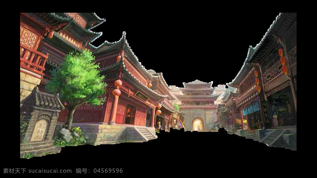 古代 街道 城門(mén) 元素 游戲場(chǎng)景 影視 png元素 免摳元素 透明元素