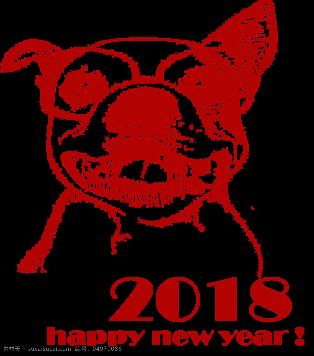 卡通 2018 狗年 海報(bào) 元素 png元素 狗狗 紅色 免摳元素 透明元素 中國(guó)風(fēng)