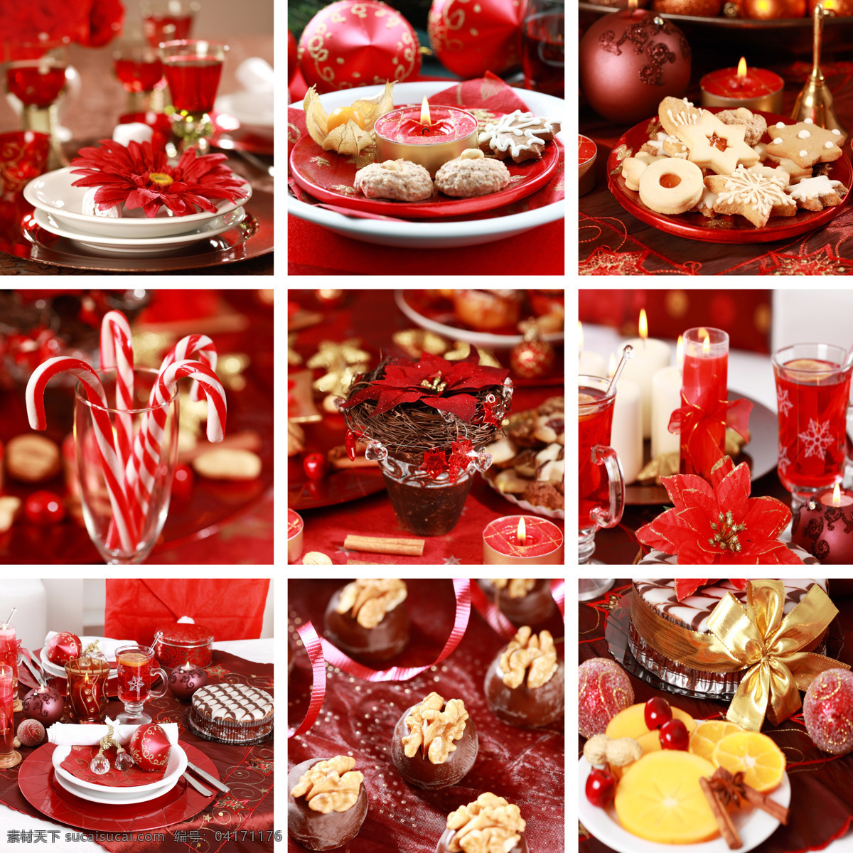 圣诞节 美食 节日素材 新年 喜庆 圣诞球 蜡烛 红酒 巧克力 饼干 外国美食 餐饮美食