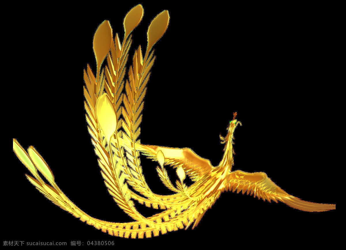 卡通 金色 鳳凰 高飛 元素 飛翔 神話(huà) 游戲場(chǎng)景 游戲元素 png元素 免摳元素 透明元素