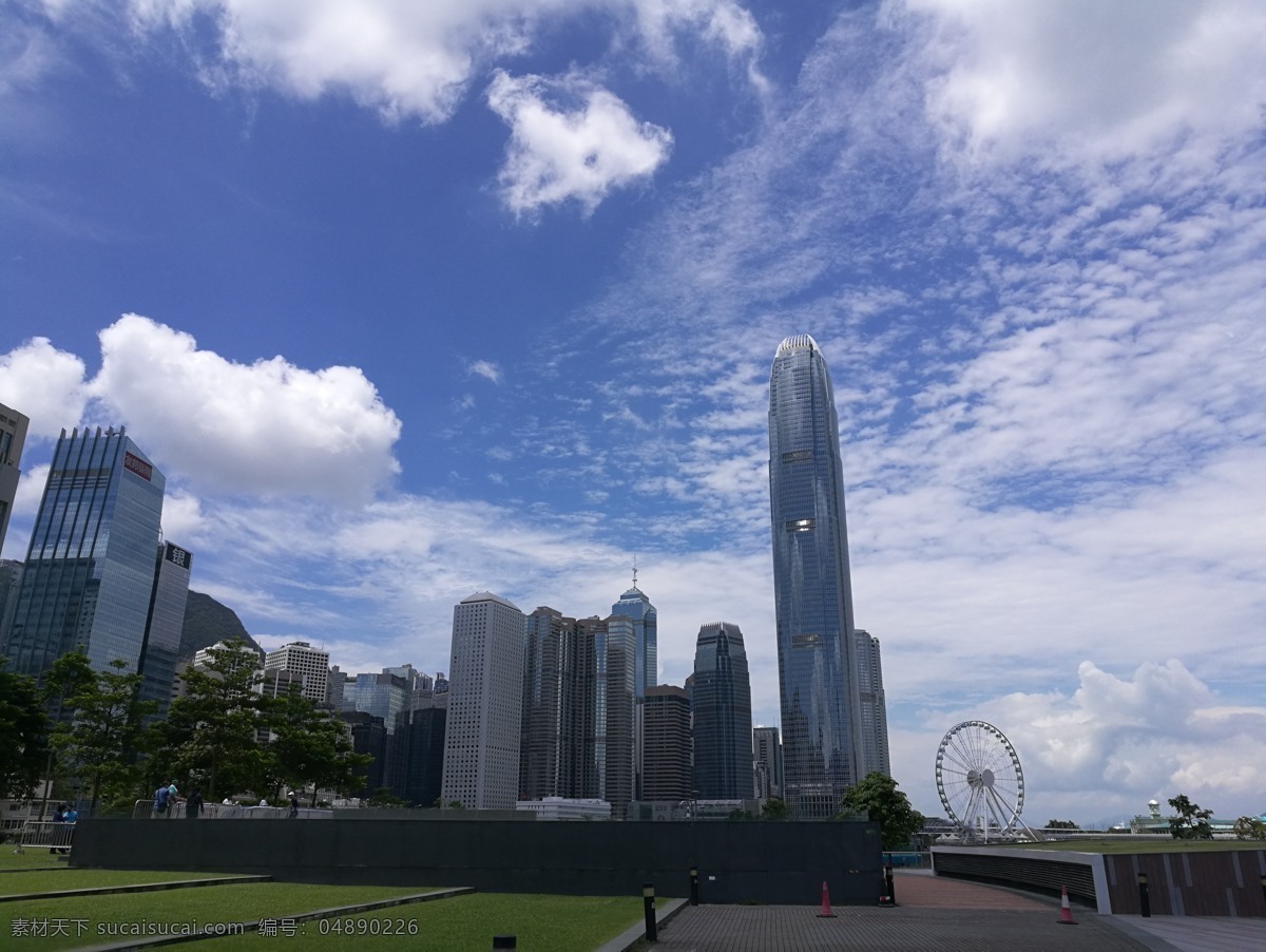 香港 中环 维多利亚港 蓝天 白云 高楼 大厦 好天气 旅游摄影 国内旅游