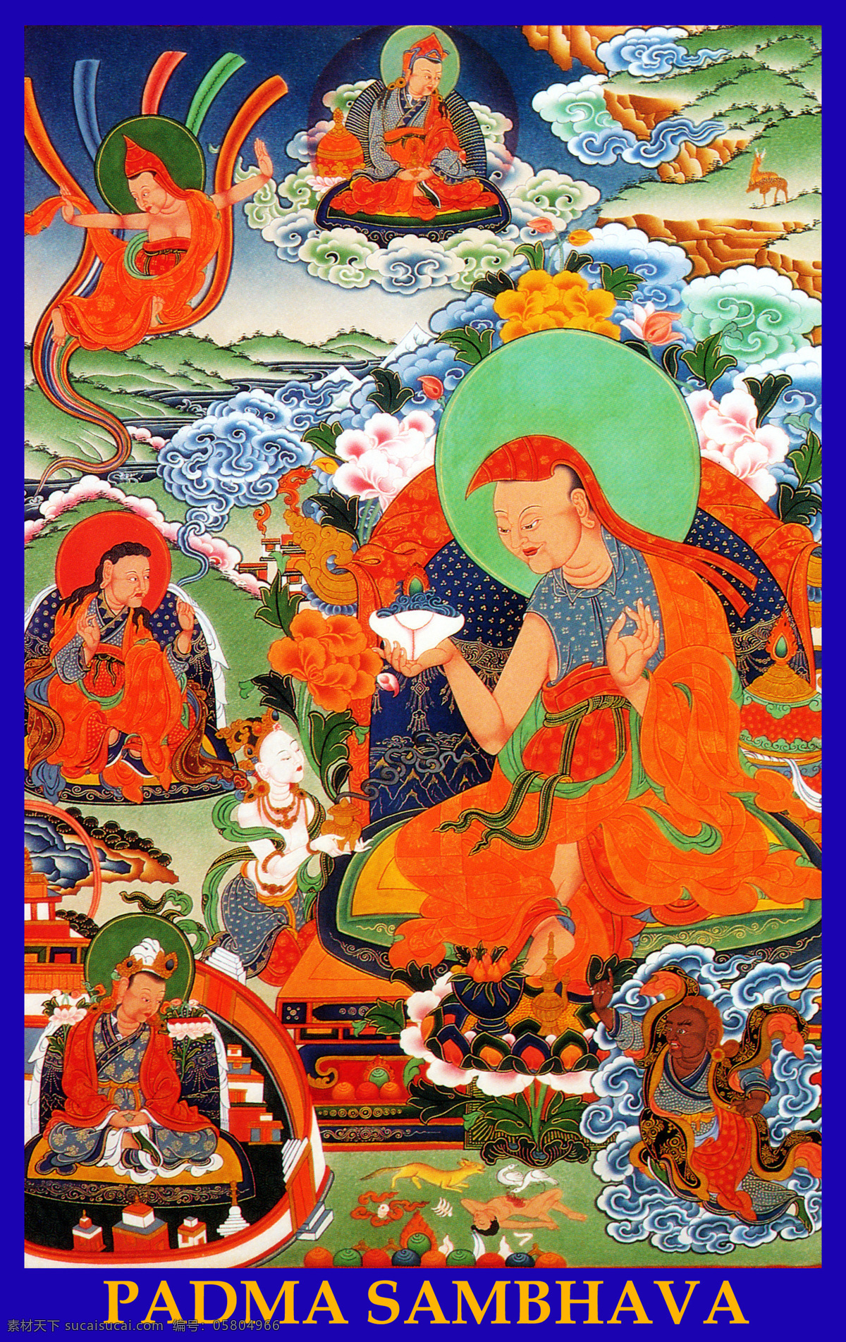 蓮 師 八 變 白 瑪 炯 內(nèi) 佛教 藏密 寧瑪派 祖師 上師 蓮花生 大士 傳記 變相 唐卡 高清唐卡 宗教信仰 文化藝術(shù)