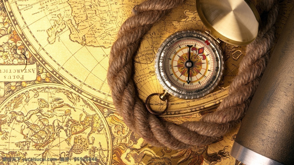 怀旧 地图 绳子 指南针 怀旧地图 航海主题 麻绳 复古主题 怀旧背景 其他类别 生活百科 黄色