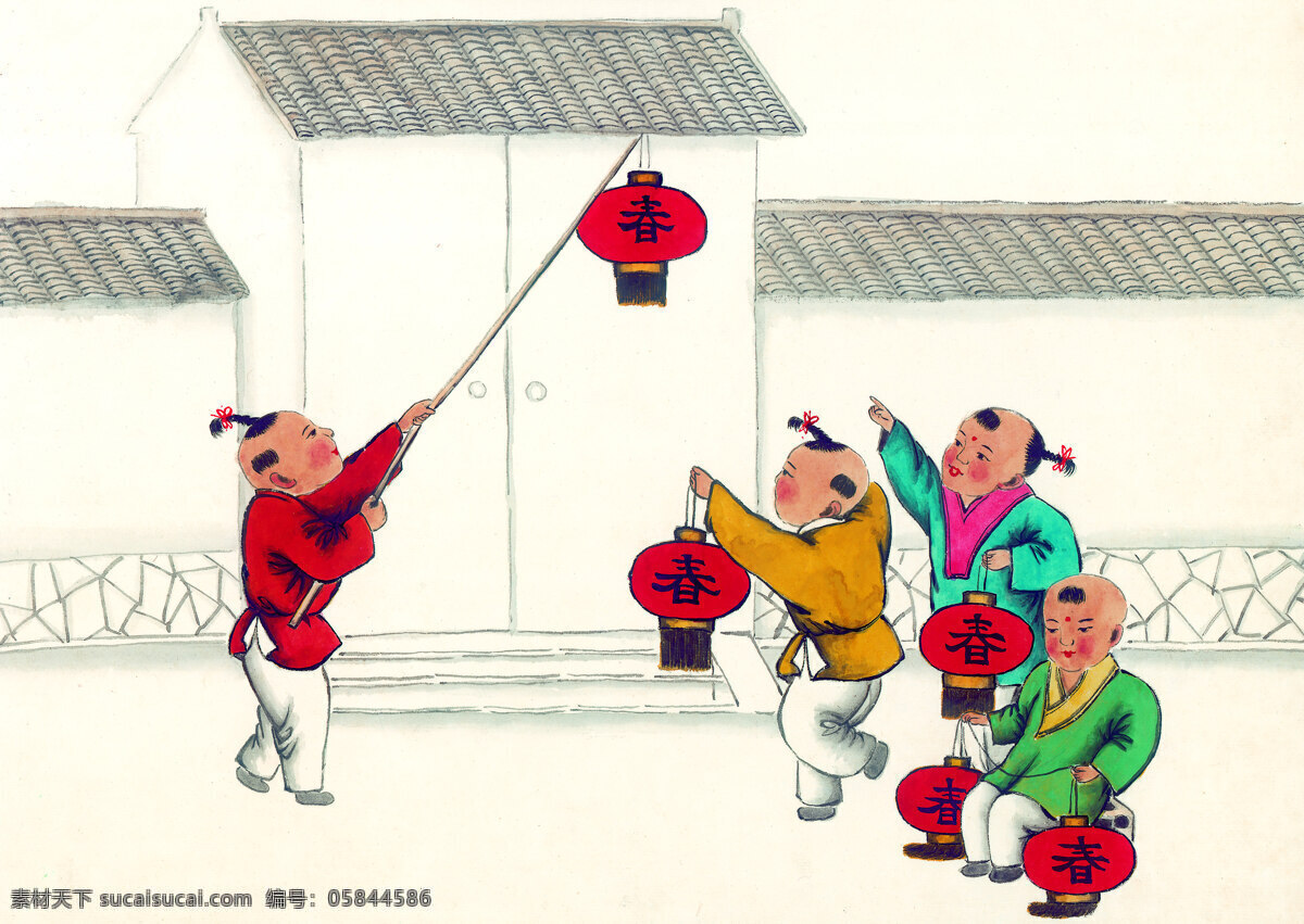 春節(jié)免費(fèi)下載 彩繪 春節(jié) 燈籠 年畫(huà) 手繪 水彩 屋子 喜慶 小孩 藝術(shù) 家居裝飾素材 室內(nèi)裝飾用圖