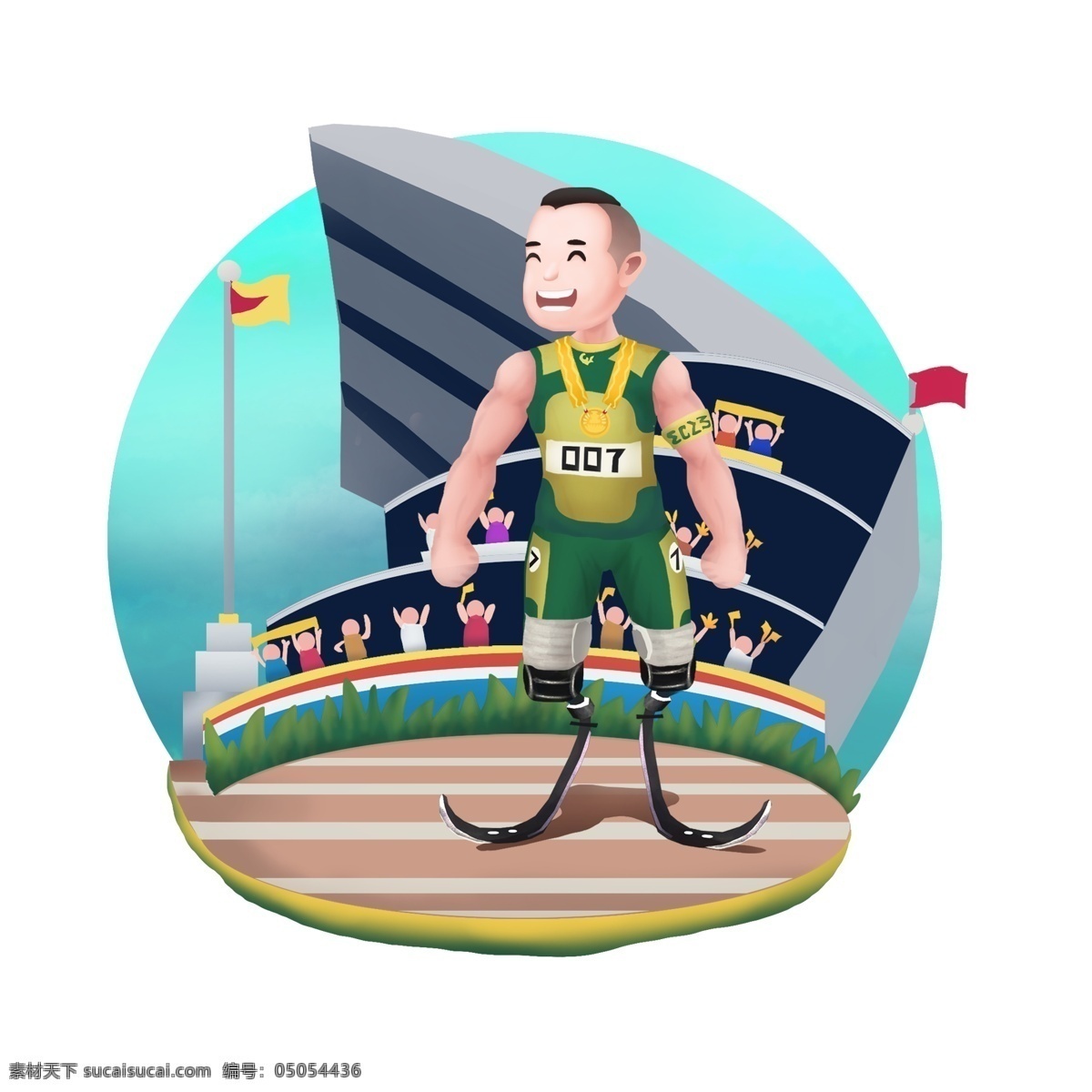 商用 高清 手绘 残疾人 运动员 世界杯 可商用 卡通人物 运动会