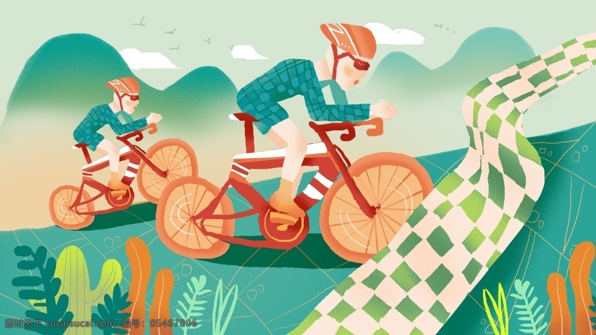 世界 自行车 锦标赛 插画 比赛 骑手 竞标赛