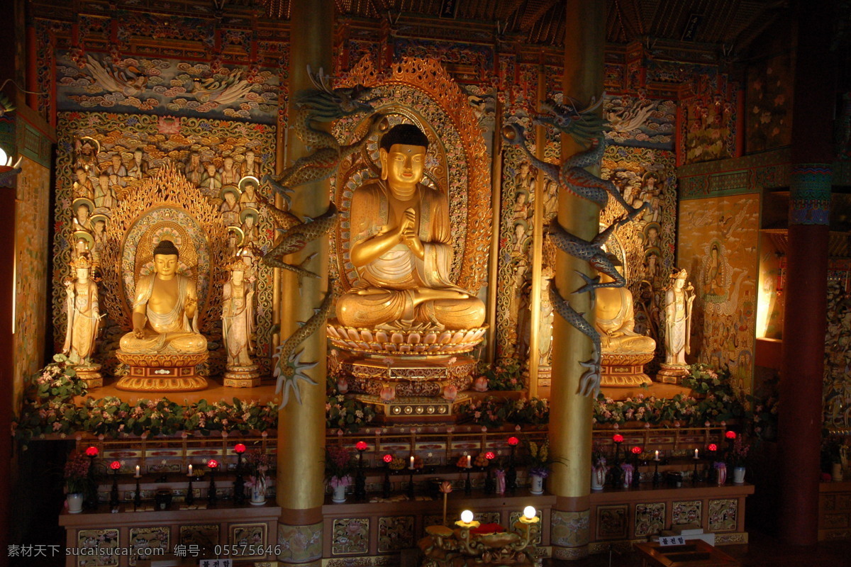 韩国 寺院 大雄宝殿 佛祖 三世佛 旅游 摄影作品 文化艺术 宗教信仰