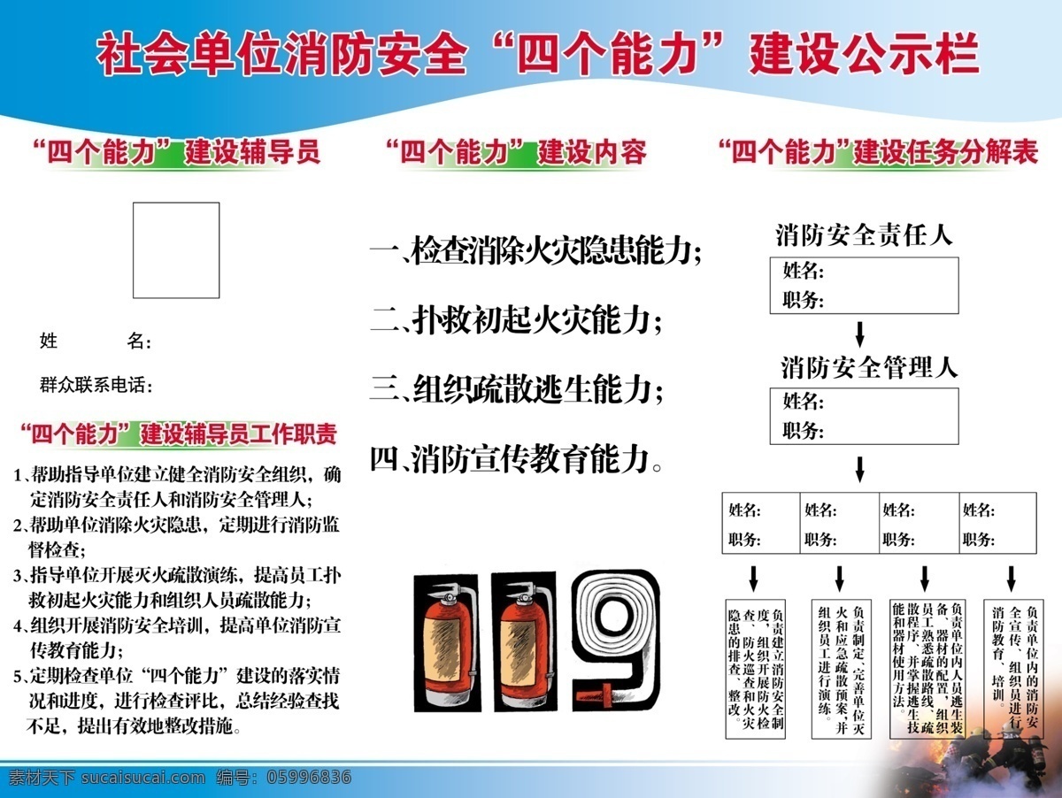 消防 系統(tǒng) 四 能力 建設(shè) 公示欄 輔導(dǎo)員 安全責(zé)任人 疏散 逃生 隱患 分層