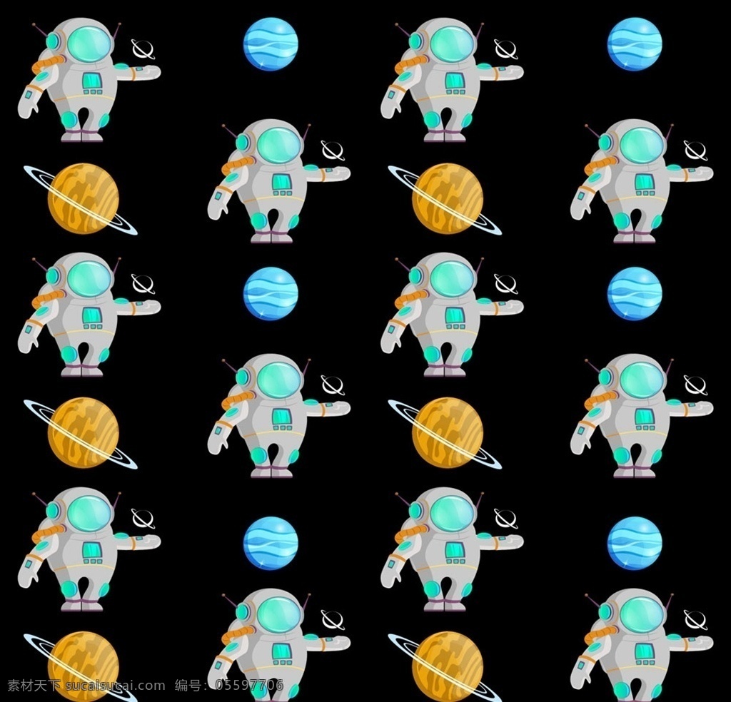 宇航员 土星 背景图片 创意 无缝背景 海王星 宇宙 矢量 高清图片